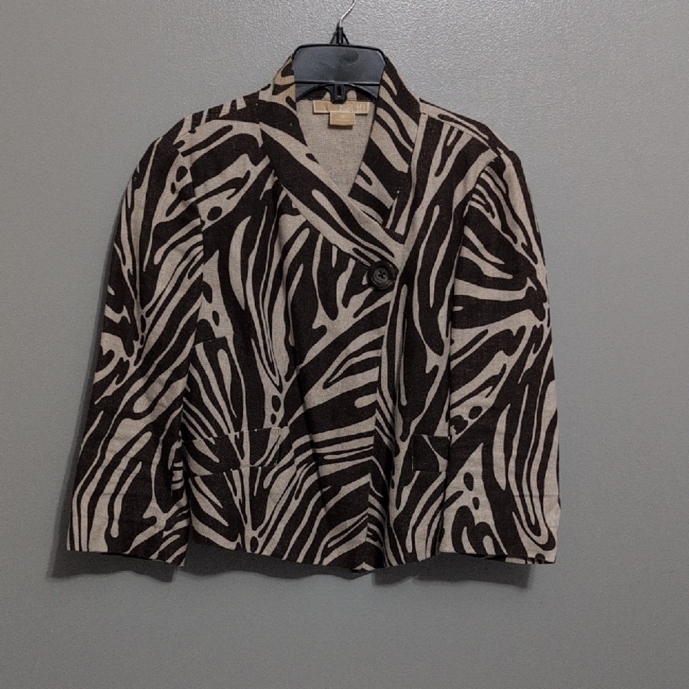 MICHAEL Michael Kors Brown and Tan Blazer with Bold Print